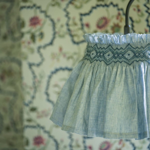 Edit58 x Smock London Elsie Lampshade Skirt Delphinium Cross Stitch with Neptune Hand Smocking Edit58 x Smock London Elsie Lampshade Skirt Delphinium Cross Stitch with Neptune Hand Smocking