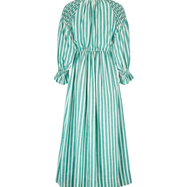Aloha Wanderwell Dress Wimbledon Stripe with White Honeycomb Hand Smocking Aloha Wanderwell Dress Wimbledon Stripe with White Honeycomb Hand Smocking
