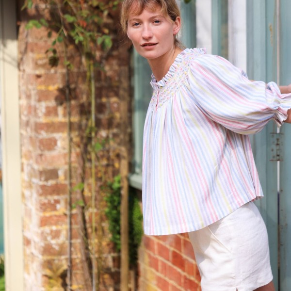Cleopatra Blouse Pastel Rainbow with Lucky Charm Hand Smocking Edition 41