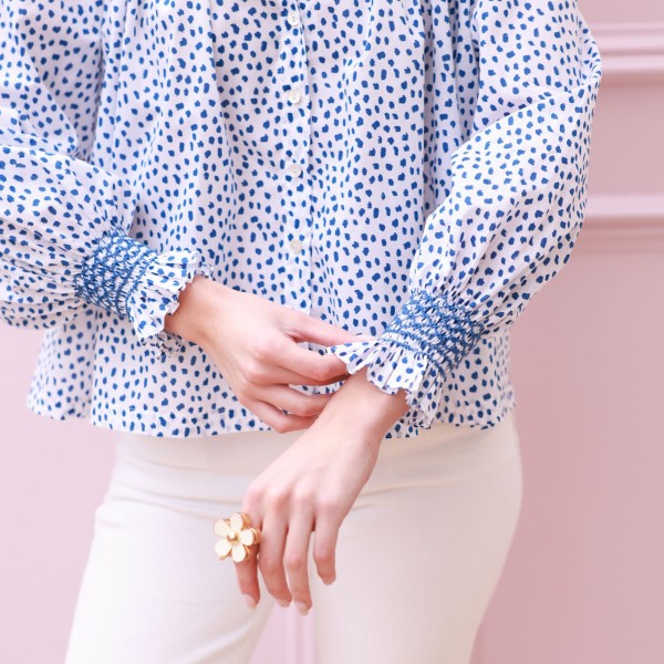 Scholl Blouse Seurat Splat with Sapphire Hand Smocking Edition 64 Scholl Blouse Seurat Splat with Sapphire Hand Smocking Edition 64