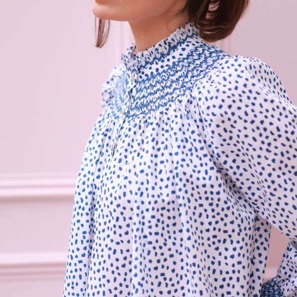 Scholl Blouse Seurat Splat with Sapphire Hand Smocking Edition 64 Scholl Blouse Seurat Splat with Sapphire Hand Smocking Edition 64