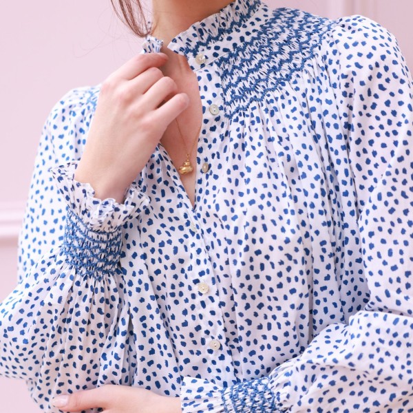 Scholl Blouse Seurat Splat with Sapphire Hand Smocking Edition 64 Scholl Blouse Seurat Splat with Sapphire Hand Smocking Edition 64