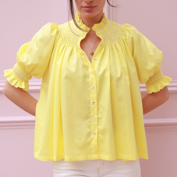 Scholl Summer Blouse Lemon Drop Lawn with Chalk Hand Smocking Edition 66 Scholl Summer Blouse Lemon Drop Lawn with Chalk Hand Smocking Edition 66